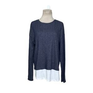 Zara blue striped long sleeves knit top size Medium